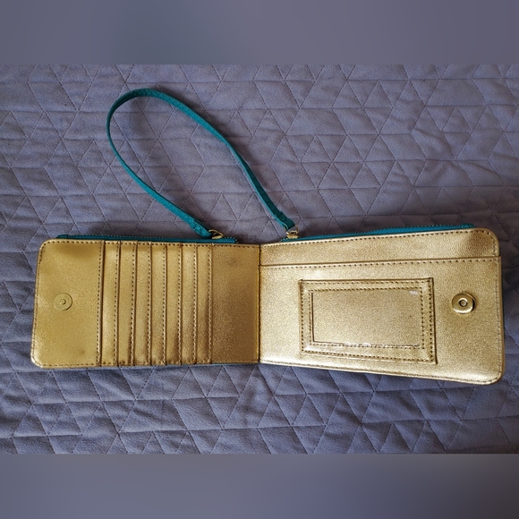 Steve Madden Wristlet Purse Faux Leather Tiffany blue Zip Top Pocket Loop Strap - Picture 3 of 15